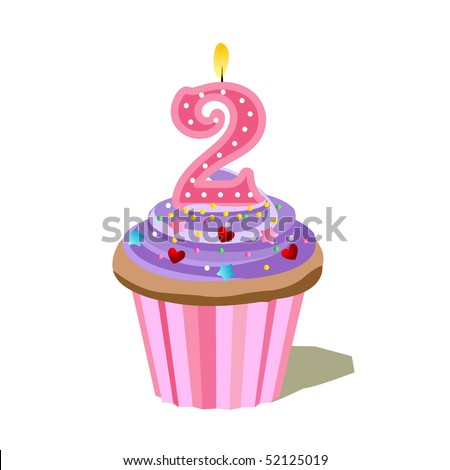 Number Two Cupcake Stock Vector Illustration 52125019 : Shutterstock