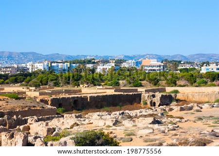 Town buildings view, Paphos and ancient Tombs of the Kings