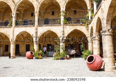 Buyuk Han (The Great Inn) Nicosia, North Cyprus. Ancient Ottoman architecture