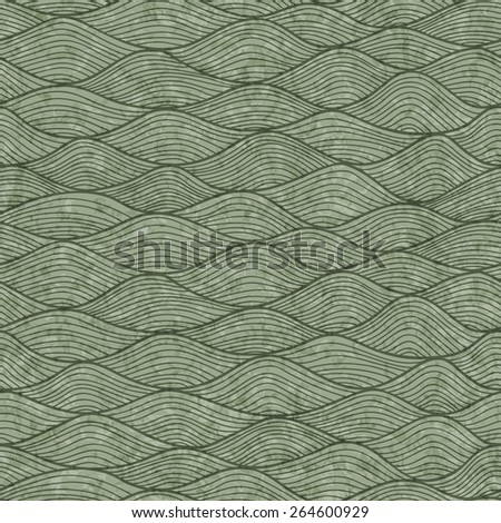 Abstract waves background, vintage hand drawn pattern, wavy background, old paper grunge texture.