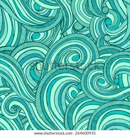 Abstract waves background, vintage hand drawn pattern, wavy background, old paper grunge texture.