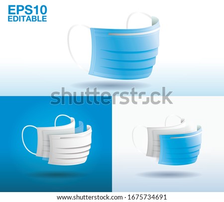 3 layers surgical mask in isolated vector