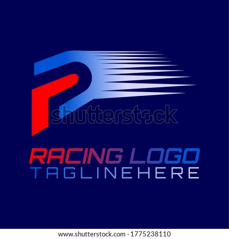 Vector logo for motor racing, motocross, car racing and motorcycle clubs with illustrations of racing helmets or racing tracks which are the initials of the red and blue 'FD' or 'RD' or 'R' or 'D'. Stock fotó © 