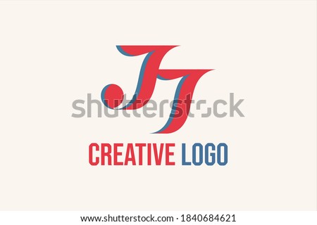 Flat vector logo with illustration of fire or waves with the initials 