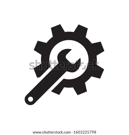 wrench and gear, setting icon, glyph style