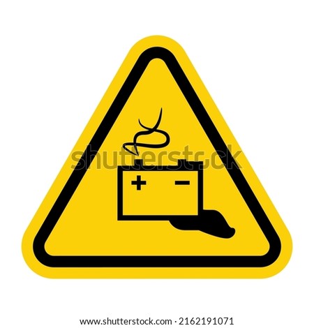 ISO Triangle Warning Sign: ISO W026 - Battery Hazard Symbol (IS-2076)