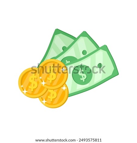 money cash and coin penny dollar vector illustration