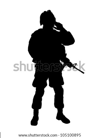 Silhouette Of Us Soldier With Rifle Stock Vector 105100895 : Shutterstock