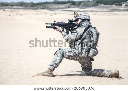 United States paratrooper airborne infantry in the desert