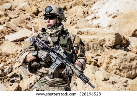 United States Army ranger in the mountains