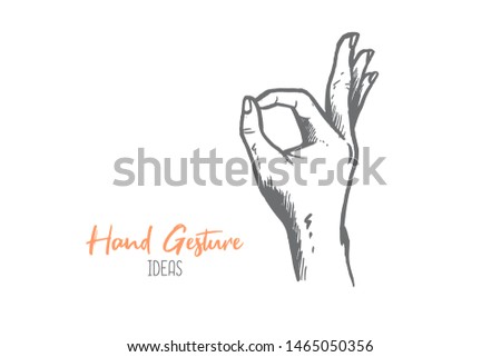 Hand drawn of young person encircle finger. Agree, OK, concur, yes, approval hands gesture sketch concept vector illustration. Isolated design with white background