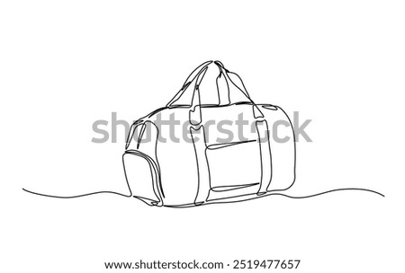 One continuous line drawing fitness bag. Sport bag in single line illustration.