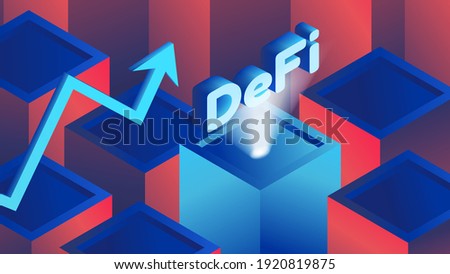 Vector illustration banner concept of DEFI growth. Cryptocurrency is rising in price.