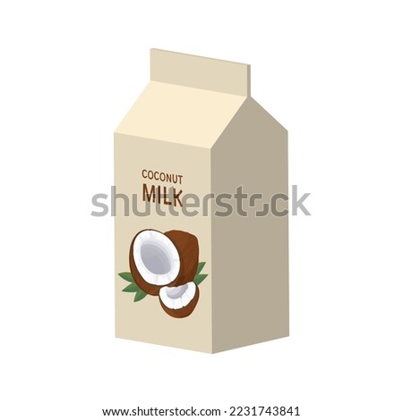 Coconut milk box, sticker or icon. Small Tetra Pak Coconut Products