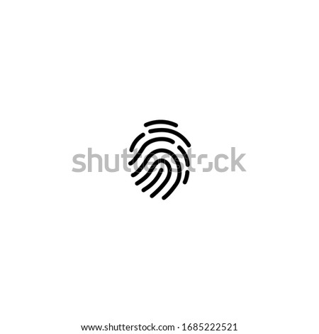 fingerprint icon. simple, flat, black, outline.