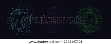 Silhouette Earth Globe with Dots. 3D Abstract Network Chaos for Poster, Website, Placard, Cover, Advertising. Modern Futuristic Earth.Vector illustration. 