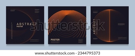 Set Orange Circle Line with Silhouette Planet Earth. Abstract Various Technology Elements of Oval, Cone for Promo, Banner, Poster, Card, Cover. Technology Cyber, Hi-tech in Vector illustration.