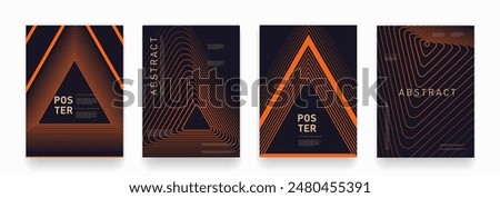 Set of Abstract Triangle Line Backgrounds for Advertising, Web, Social Media, Posters, Banners, and Covers. Modern Geometric Design Vector Illustration for Business and Corporate Use with 3D Tech 