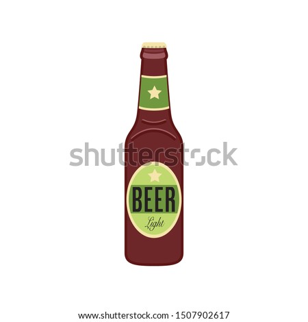 brown beer bottle icon in flat style isolated. Vector Symbol illustration.