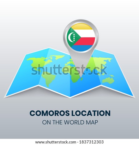 Location icon of Comoros on the world map, Round pin icon of Comoros