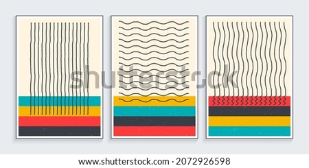 Minimalist design posters with primitive wavy lines in vintage colors Foto stock © 