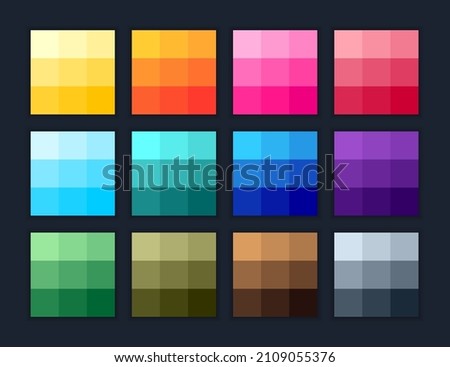 Gradient flat colors palette swatches set