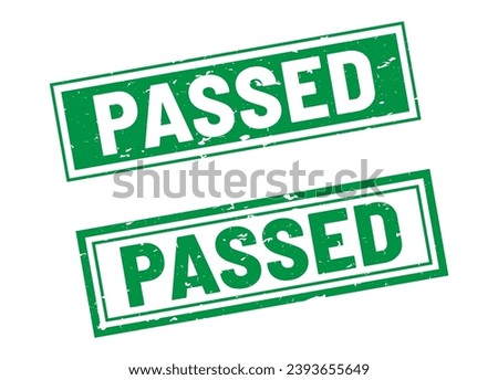 Passed stamp sign green rectangle grunge style