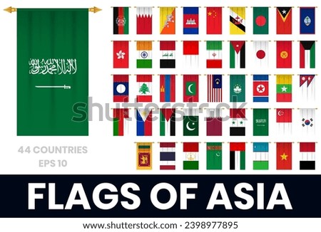 Flags of asia vertical football pennant