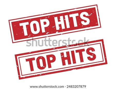 Top hits stamp sign red rectangle grunge style