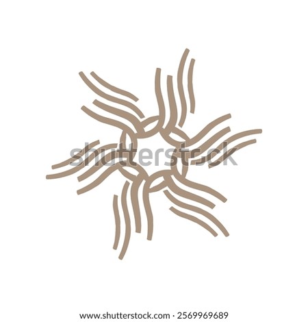 Rotating circle stroke corner asterisk icon. A symbol made from eight rounded corners. Isolated on a white background