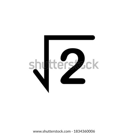 black square root of two on white background.