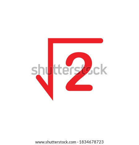 red square root of two on white background.
