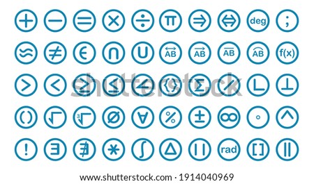 blue mathematical symbols in circles vector illustration