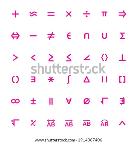 set of pink mathematical symbols