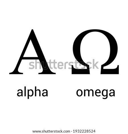 alpha and omega greek alphabet letters symbols on white background