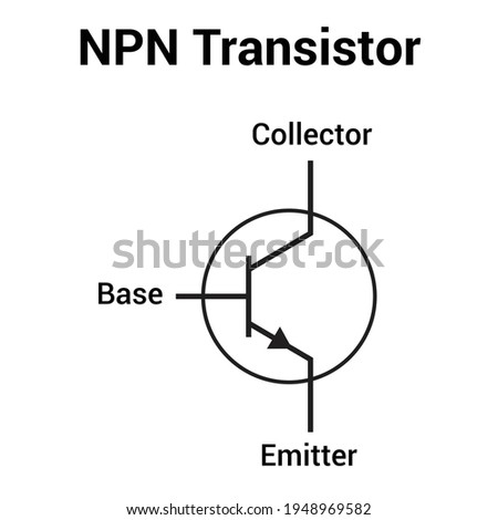 NPN transistor schematic symbol vector