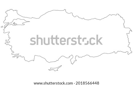 Türkiye national map line vector image on white background
