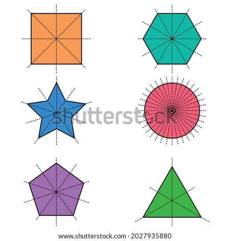 line of symmetry of square equilateral triangle circle star pentagon hexagon