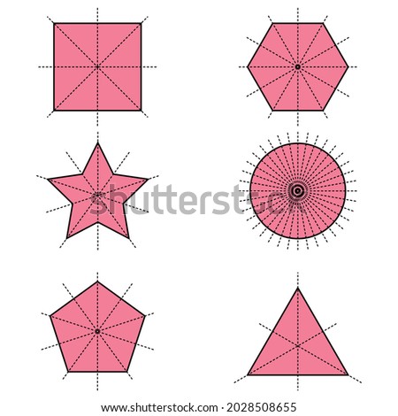 line of symmetry of square equilateral triangle circle star pentagon hexagon