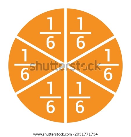 one sixth fraction circle with fraction number