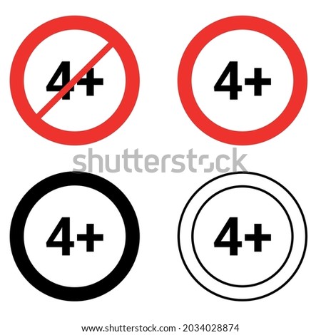 4 Four plus round sign vector illustration isolated on white background