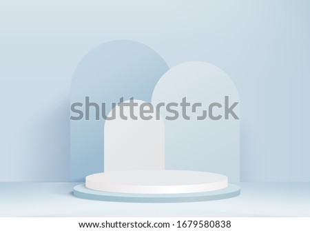 Background vector 3d blue rendering with podium and minimal blue pastel wall scene, product background 3d blue podium rendering abstract shape blue pastel. scene 3d background for product on glass