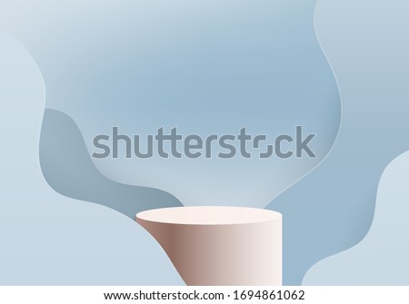 Background vector 3d blue render with marble podium and product blue cylinder scene, Product display background 3d rendering podium platform blue pastel. 3D stage podium display product 3d background