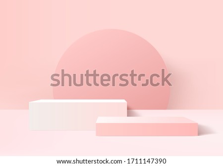 Background 3d pink love rendering with valentine product and minimal pink stage scene, minimal pink background 3d rendering abstract for product pink pastel. Stage 3d for product in backdrop studio