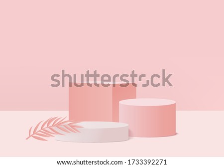 product dais podium and scene with 3d render vector in abstract pink background composition, 3d illustration mock up scene geometry shape platform forms for product display. stage for product on dais