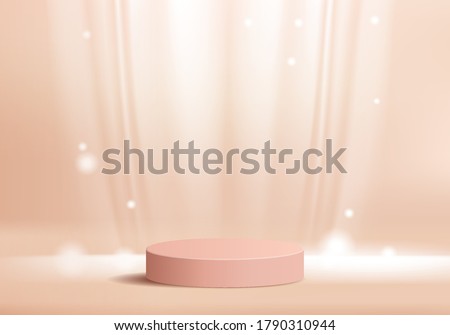 Background vector 3d pink rendering with podium and minimal silk wall scene, minimal abstract background 3d rendering abstract geometric shape pink pastel color. Stage for product on website in modern