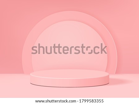 Background vector 3d pink rendering with podium and minimal pink scene, minimal abstract background 3d rendering abstract geometric shape pink pastel color. Stage for product on cylinder modern.