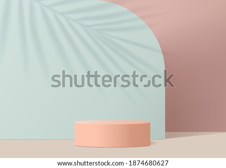 3d valentine background products display summer with podium platform. Green 3d podium vector summer background. podium display for cosmetic products. Stage display 3d studio pedestal product display Photo stock © 