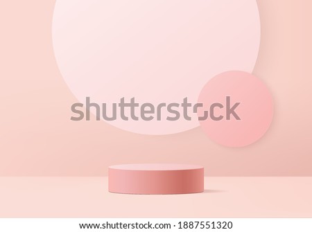 3d valentine background products minimal podium on pink floor platform. background vector 3d rendering with podium. gold stand for show products. Stage showcase on stand pink rose in studio 