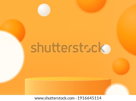 3d background products minimal podium scene with geometric platform. background vector 3d rendering with podium. stand to show cosmetic products. Stage showcase on pedestal modern studio orange pastel